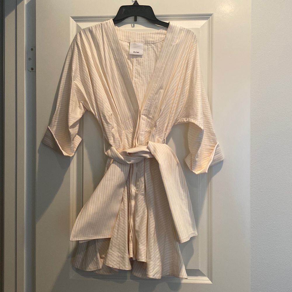 Acler yellow and white striped dress